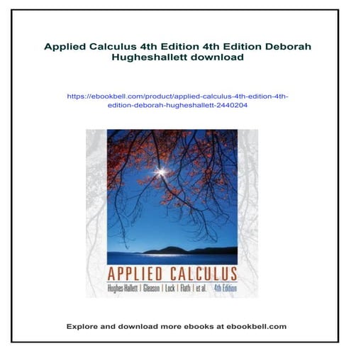 Applied Calculus 4th Edition 4th Edition Deborah Hugheshallett