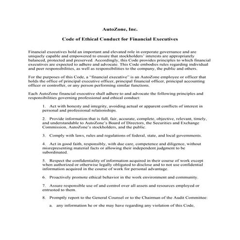 autozone  Ethicsmodel