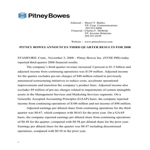 pitney bowes Q308_Release