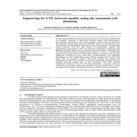 Improving 4G LTE network quality using the automatic cell planning | PDF