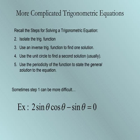 1.22.08 Harder Trig Equations 1 | PPT