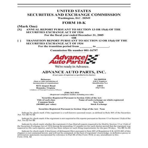 advance auto parts AAP200510K