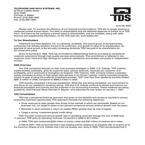 telephone data systems  2007proxyexibit13tothe2006form10k
