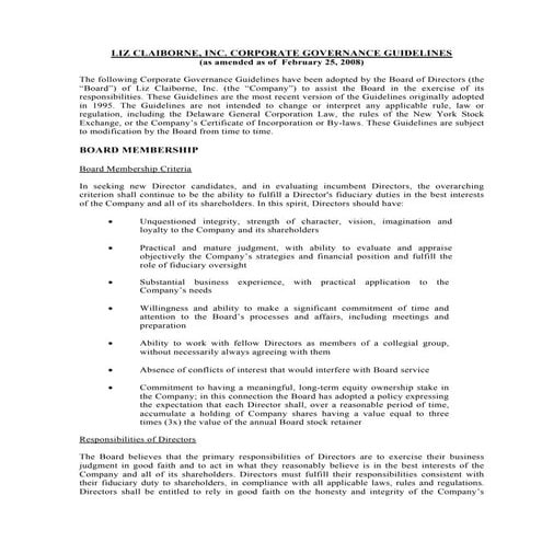 liz claiborne CorporateGovernanceGuidelines(final)