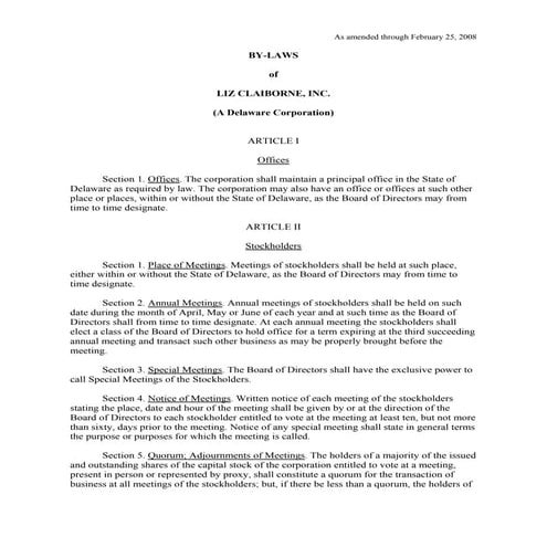 liz claiborne By-Laws(final)