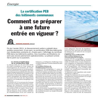 La certification PEB des bâtiments ...