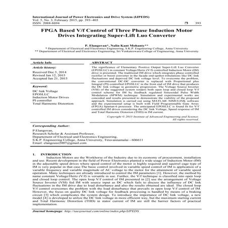 FPGA Based V/f Control of Three Phase Induction Motor Drives Integrating Supe...