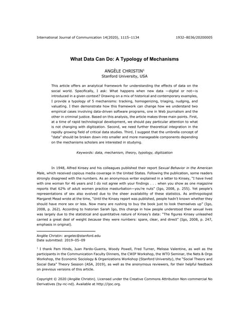 What Data Can Do: A Typology of Mechanisms . Angèle Christin 