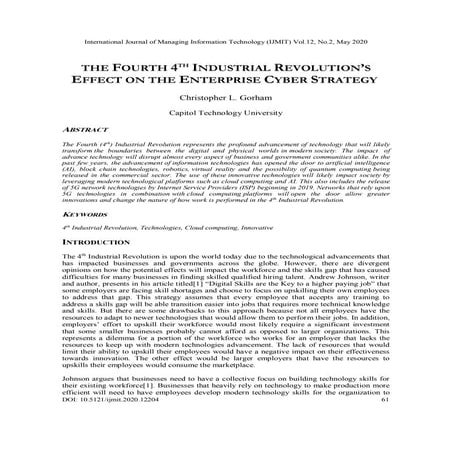 THE FOURTH 4 TH INDUSTRIAL REVOLUTION’S EFFECT ON THE ENTERPRISE CYBER STRATEGY