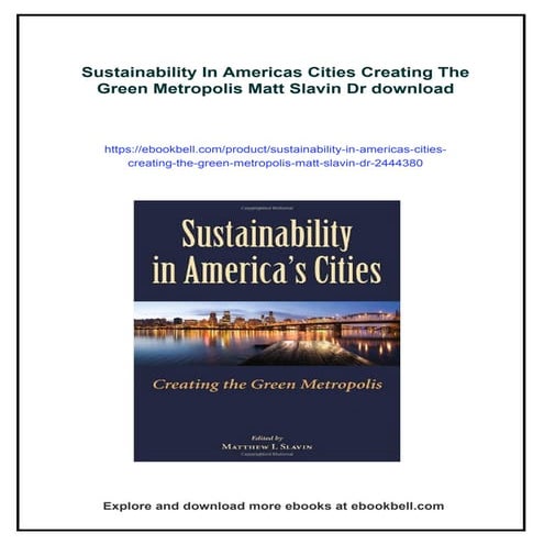 Sustainability In Americas Cities Creating The Green Metropolis Matt Slavin Dr