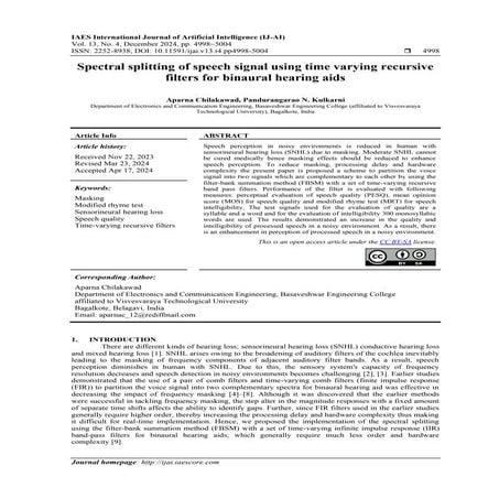Spectral splitting of speech signal using time varying recursive ...