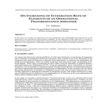 On Increasing of Integration Rate of Elements of an Operational Transresistan...
