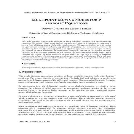 MULTIPOINT MOVING NODES FOR P ARABOLIC EQUATIONS