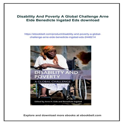 Disability And Poverty A Global Challenge Arne Eide Benedicte Ingstad Eds