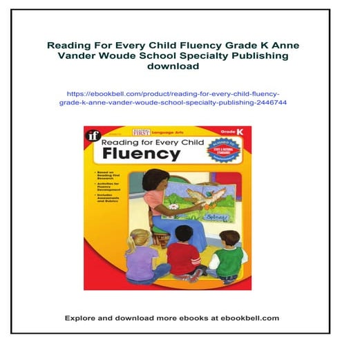 Reading For Every Child Fluency Grade K Anne Vander Woude School ...