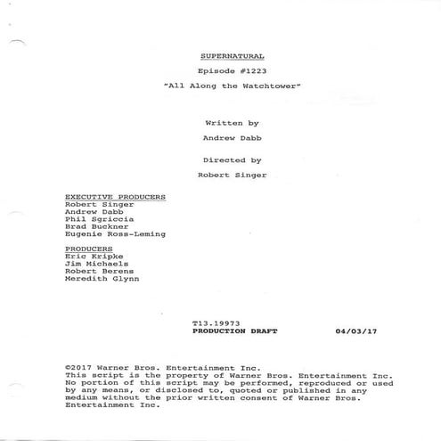 12.23 All Along the Watchtower Script] (Production Draft) | PDF