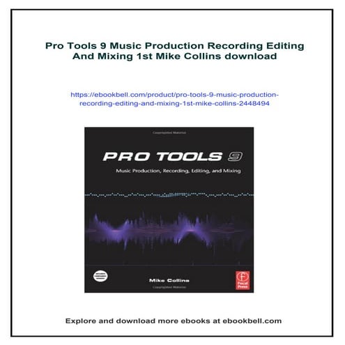 Pro Tools 9 Music Production Recording Editing And Mixing 1st Mike ...