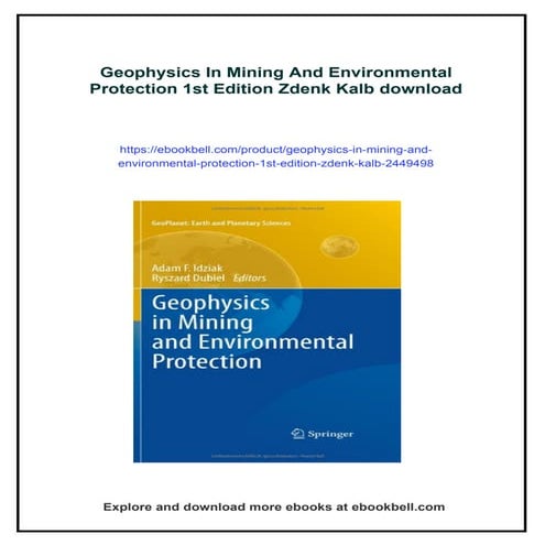 Geophysics In Mining And Environmental Protection 1st Edition Zdenk ...