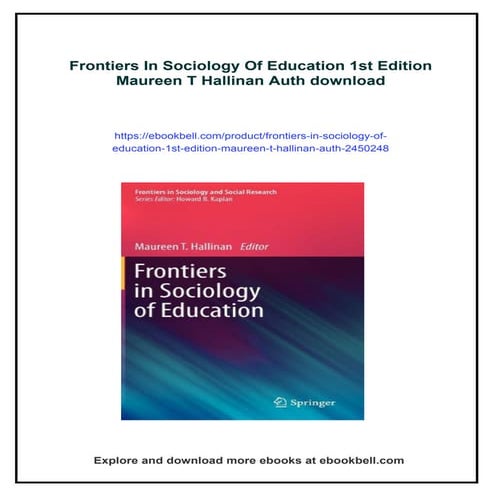 Frontiers In Sociology Of Education 1st Edition Maureen T Hallinan Auth