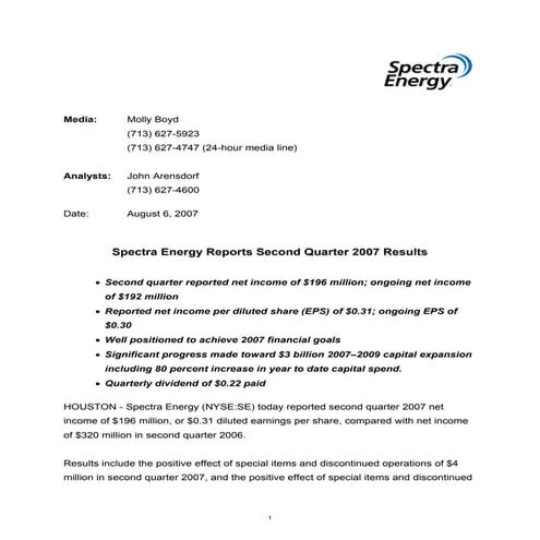 spectra energy _2QEarningsRelease