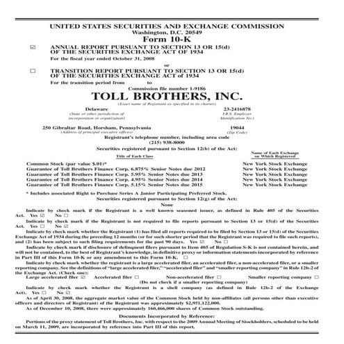 toll brothers 200810K