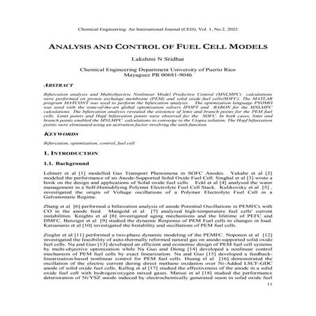 Analysis and Control of Fuel Cell Models | PDF