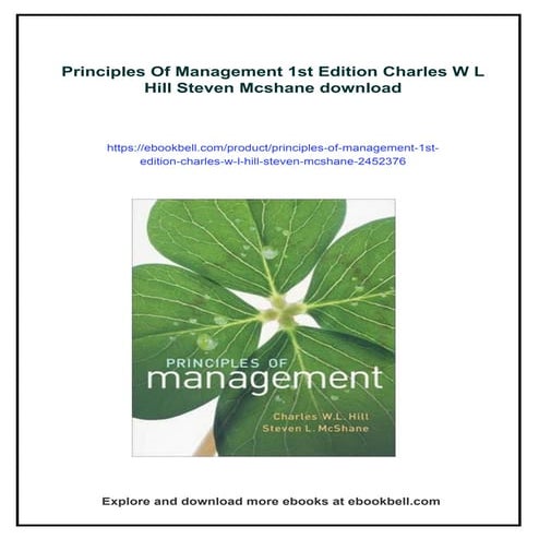 Principles Of Management 1st Edition Charles W L Hill Steven Mcshane | PDF
