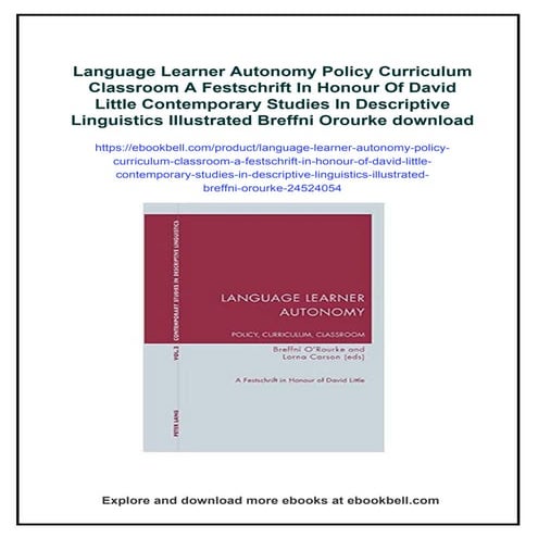 Language Learner Autonomy Policy Curriculum Classroom A Festschrift In Honour...
