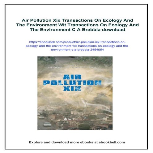 Air Pollution Xix Transactions On Ecology And The Environment Wit Transaction...