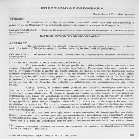 Introdução a Biogeografia