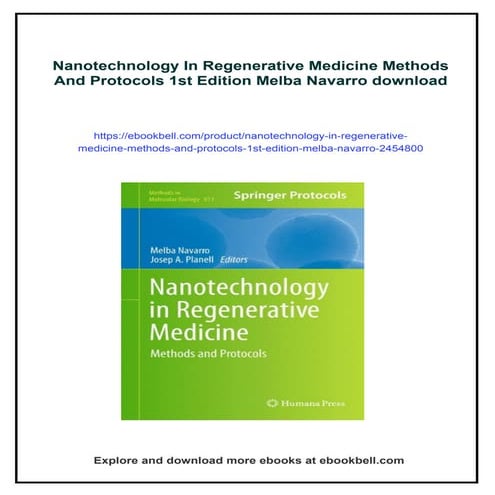 Nanotechnology In Regenerative Medicine Methods And Protocols 1st Edition Mel...