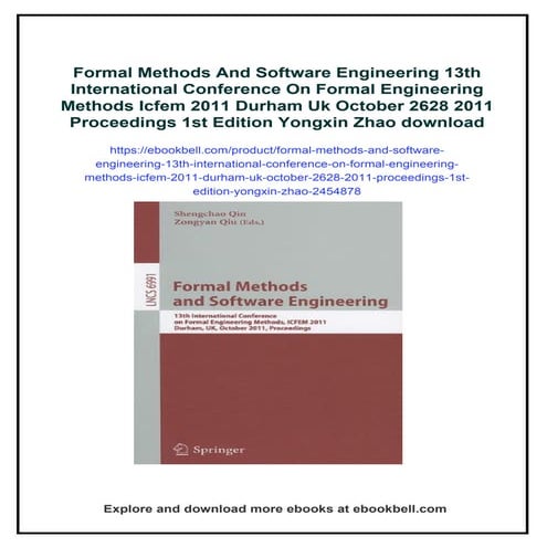 Formal Methods And Software Engineering 13th International Conference On Form...