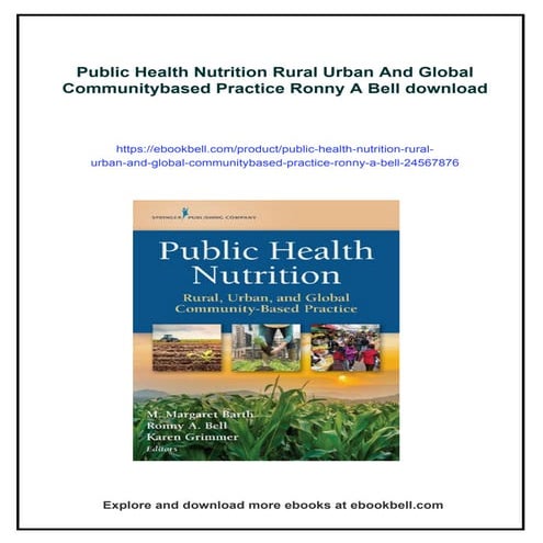 Public Health Nutrition Rural Urban And Global Communitybased Practice Ronny ...