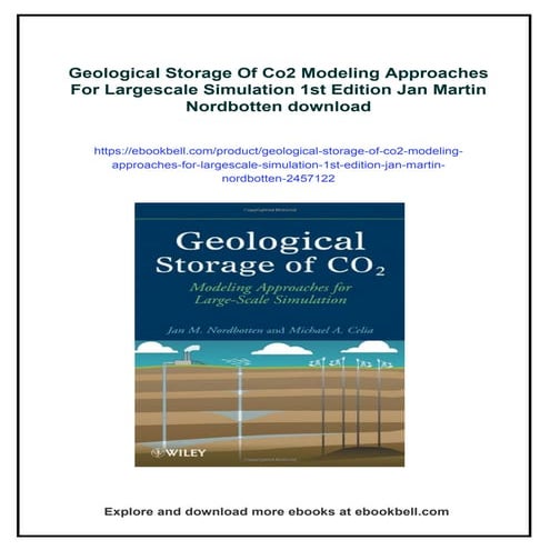 Geological Storage Of Co2 Modeling Approaches For Largescale Simulation 1st Edition Jan Martin Nordbotten