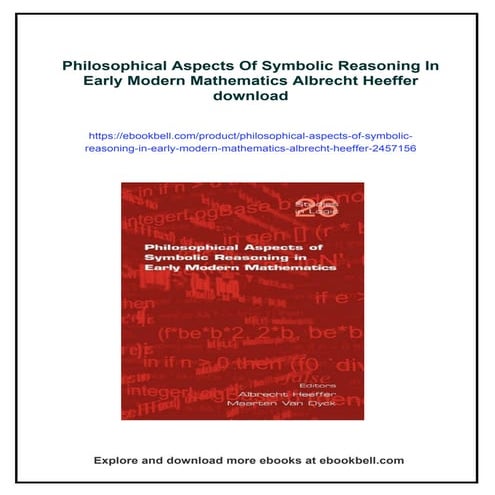 Philosophical Aspects Of Symbolic Reasoning In Early Modern Mathematics Albre...