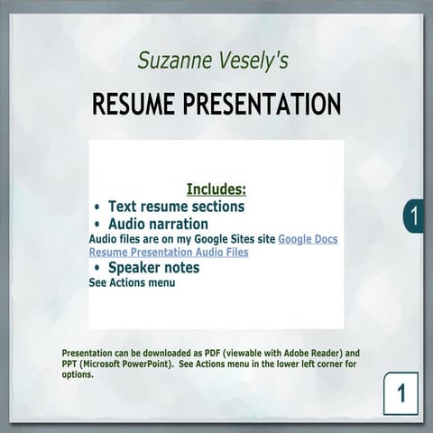 Resume Presentation -- Technician / Analyst -- Environmental Labo