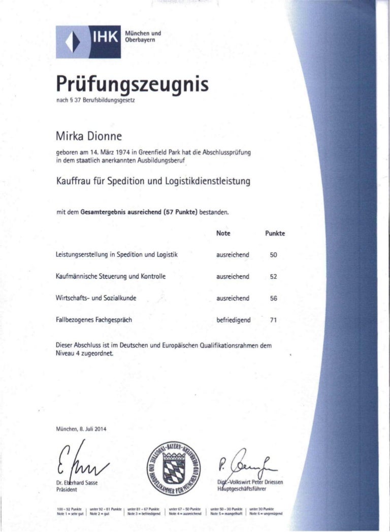 IHK Abschluss Prufungszeugnis