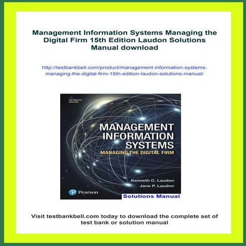 Management Information Systems Managing the Digital Firm 15th Edition Laudon ...