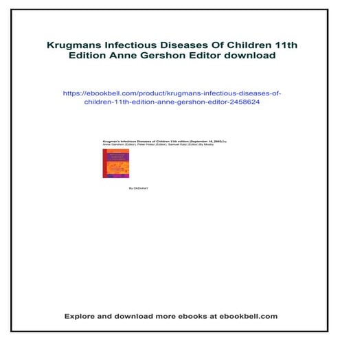 Krugmans Infectious Diseases Of Children 11th Edition Anne Gershon ...