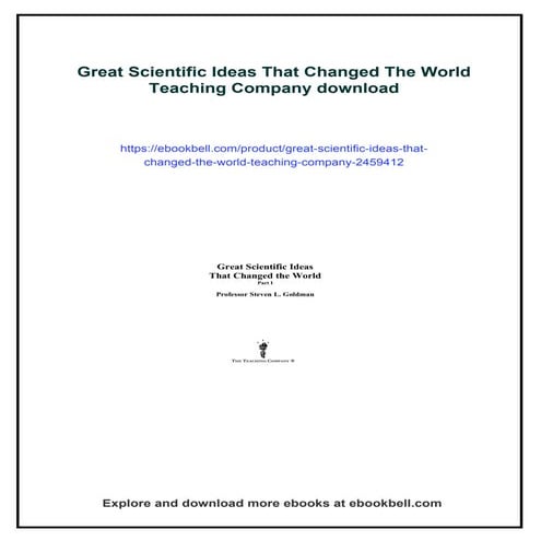 Great Scientific Ideas That Changed The World Teaching Company