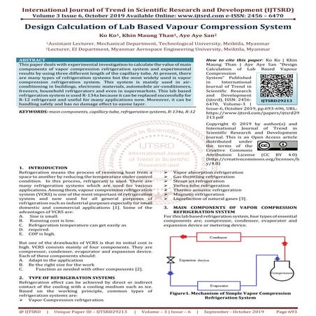Design Calculation of Lab Based Vapour Compression System