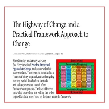 The Highway of Change and a Practical Framework Approach to Change | PDF