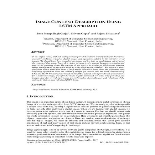 IMAGE CONTENT DESCRIPTION USING LSTM APPROACH