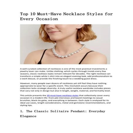 Top 10 Must-Have Necklace Styles for Every Occasion: A Complete Guide | PDF