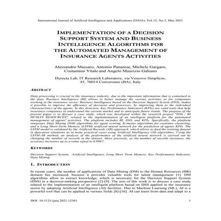 IMPLEMENTATION OF A DECISION SUPPORT SYSTEM AND BUSINESS INTELLIGENCE ...
