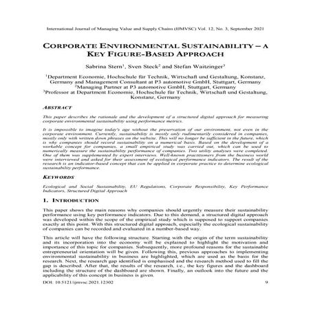 CORPORATE ENVIRONMENTAL SUSTAINABILITY – A KEY FIGURE-BASED APPROACH | PDF