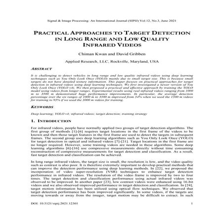 PRACTICAL APPROACHES TO TARGET DETECTION IN LONG RANGE AND LOW QUALITY INFRAR...