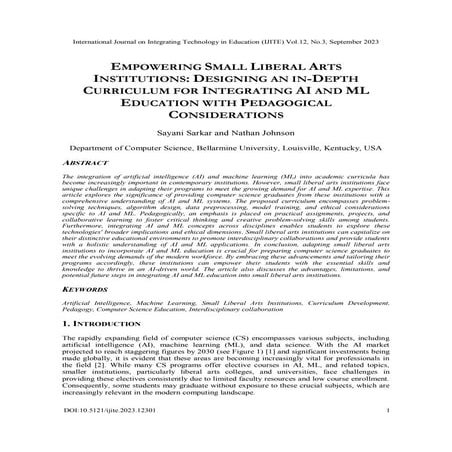 Empowering Small Liberal Arts Institutions: Designing an In-Depth Curriculum ...