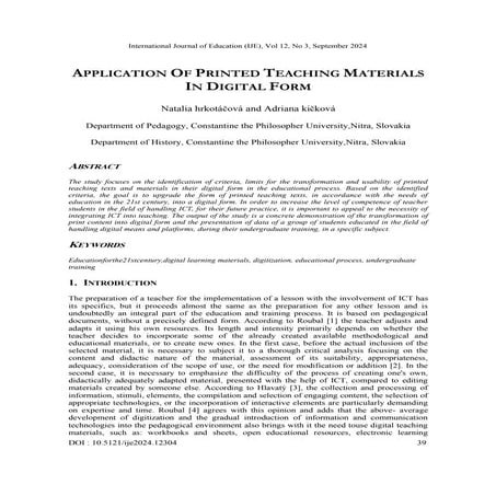 International Journal of Education (IJE)