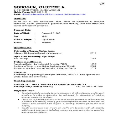 Olufemi Sobogun CV or resume 2